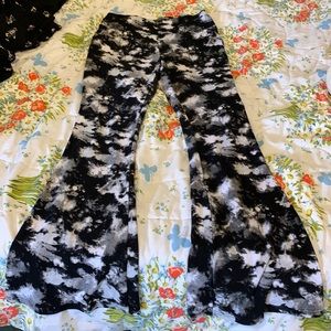 black grey and white flare leggings
